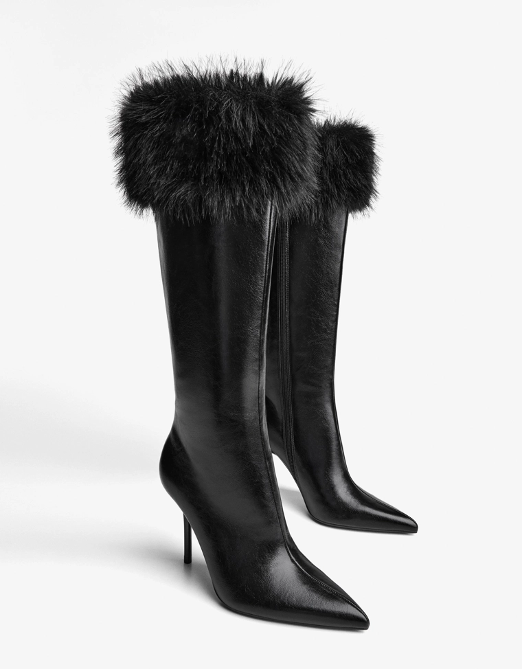 Сапоги на каблуке с мехом