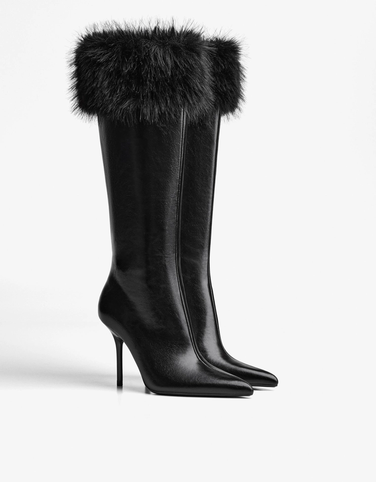 Сапоги на каблуке с мехом