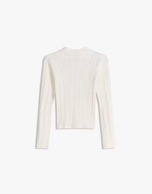 Кардиган с воротником поло и узором «косы»- Заказать в России