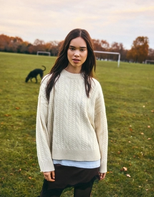 Свитер с узором «косы»- Заказать в России