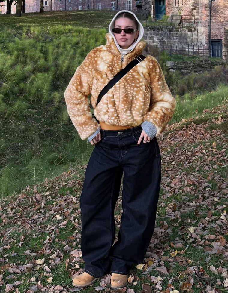Куртка из искусственного меха с анималистическим принтом