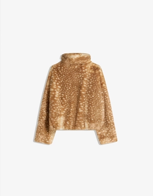 Куртка из искусственного меха с анималистическим принтом- Заказать в России