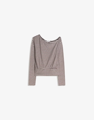 Асимметричный вязаный свитер в полоску- Заказать в России