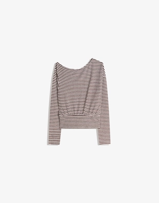 Асимметричный вязаный свитер в полоску- Заказать в России