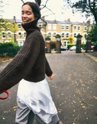 Кардиган на молнии с высоким воротником- Заказать в России