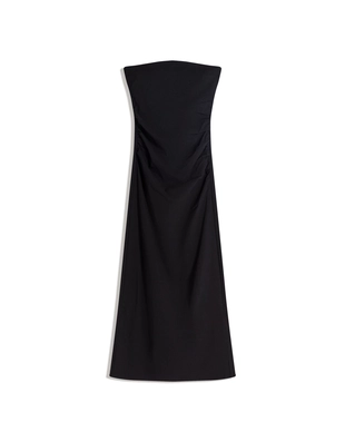 Платье миди из бенгалина с вырезом бандо- Заказать в России