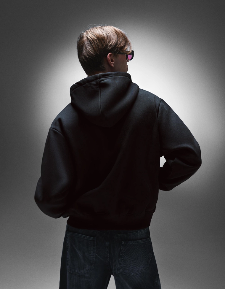 Худи на молнии с капюшоном и принтом