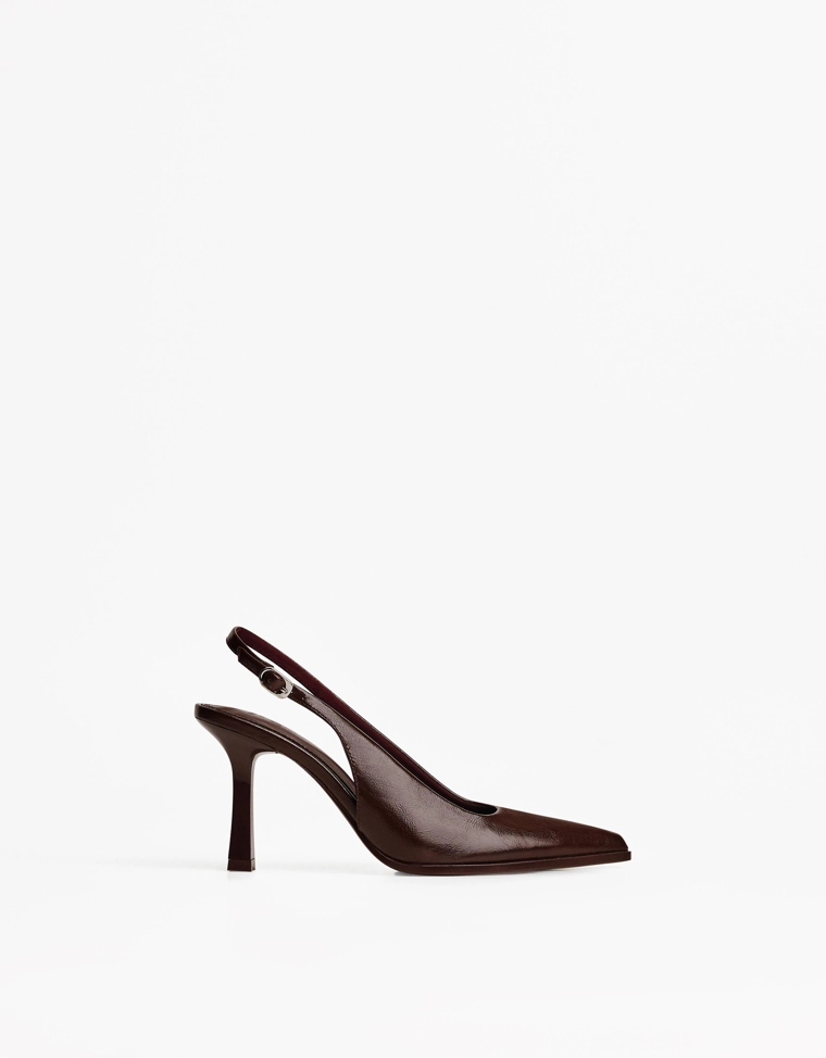 Туфли без задников на высоком каблуке