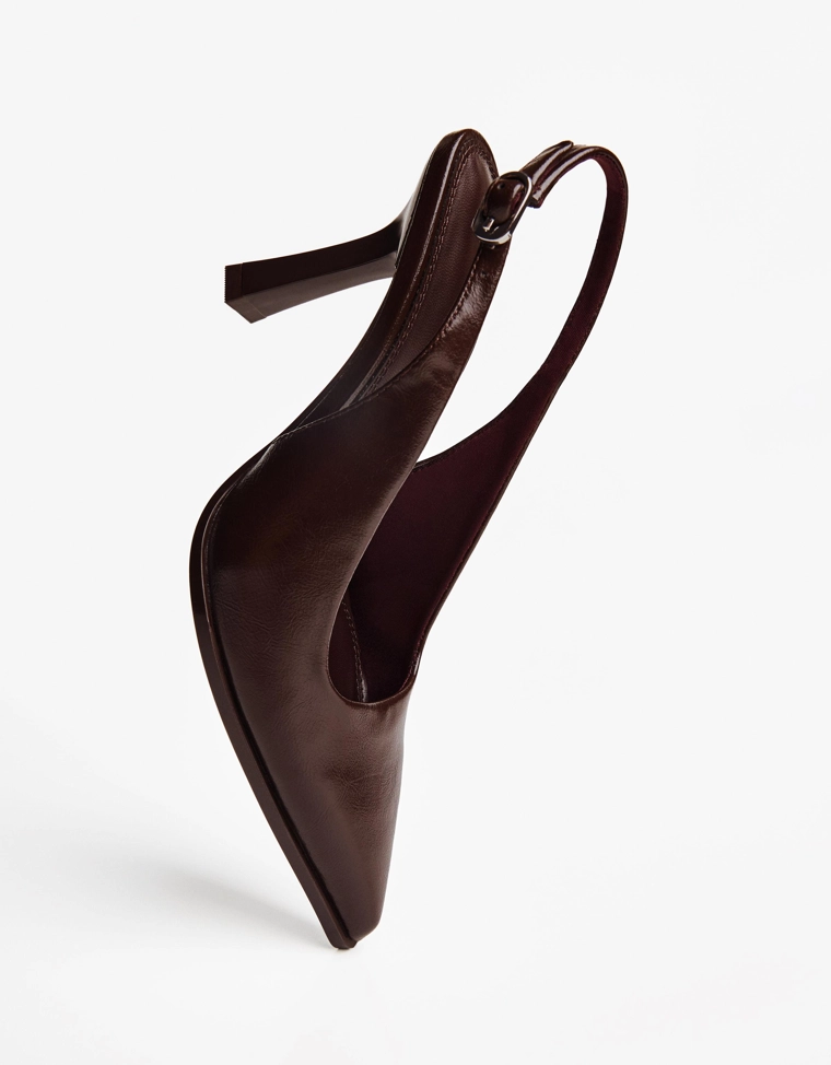 Туфли без задников на высоком каблуке