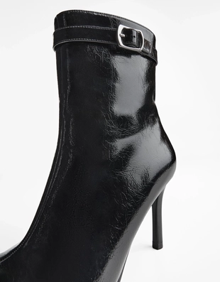 HEELED ANKLE BOOTS WITH BUCKLE STRAP- Заказать в России