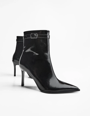 HEELED ANKLE BOOTS WITH BUCKLE STRAP- Заказать в России