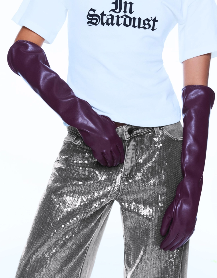 Длинные перчатки из искусственной кожи