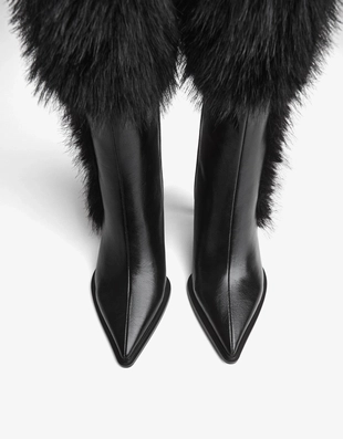 HEELED ANKLE BOOTS WITH FUR DETAIL- Заказать в России