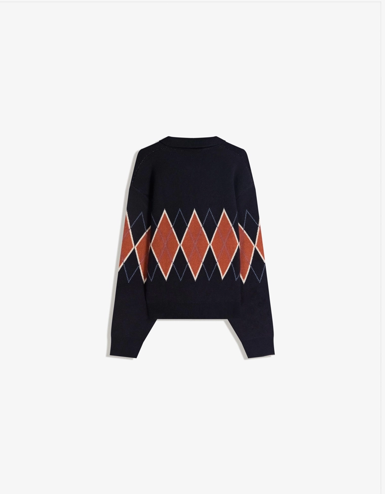 Свитер с принтом и воротником поло