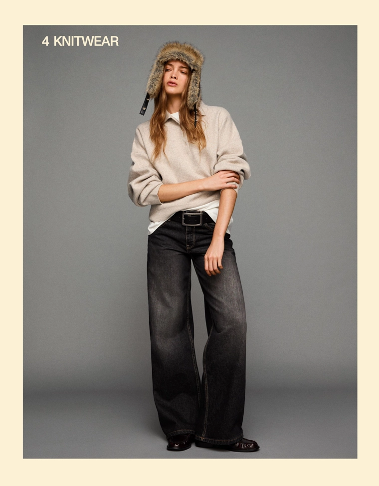 Свободный свитер с воротником поло