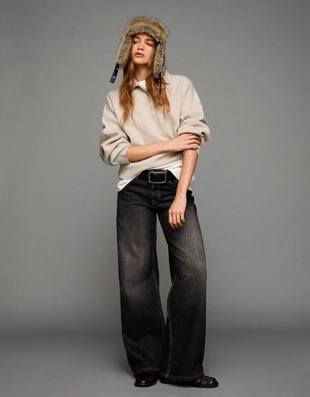 Свободный свитер с воротником поло- Заказать в России