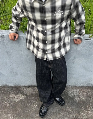 Рубашка в клетку с длинными рукавами и вышивкой- Заказать в России