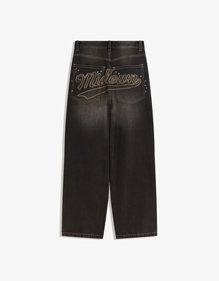 Джинсы очень широкие с заклепками- Заказать в России