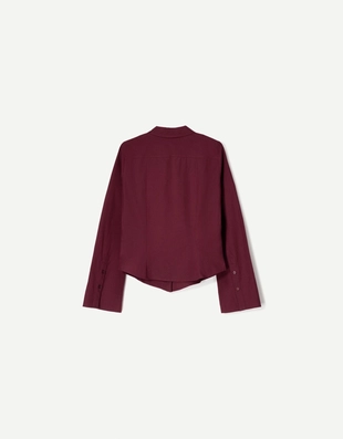 Maroon | 6271/741/122 - Bershka Рубашка облегающего кроя с расклешенными рукавами