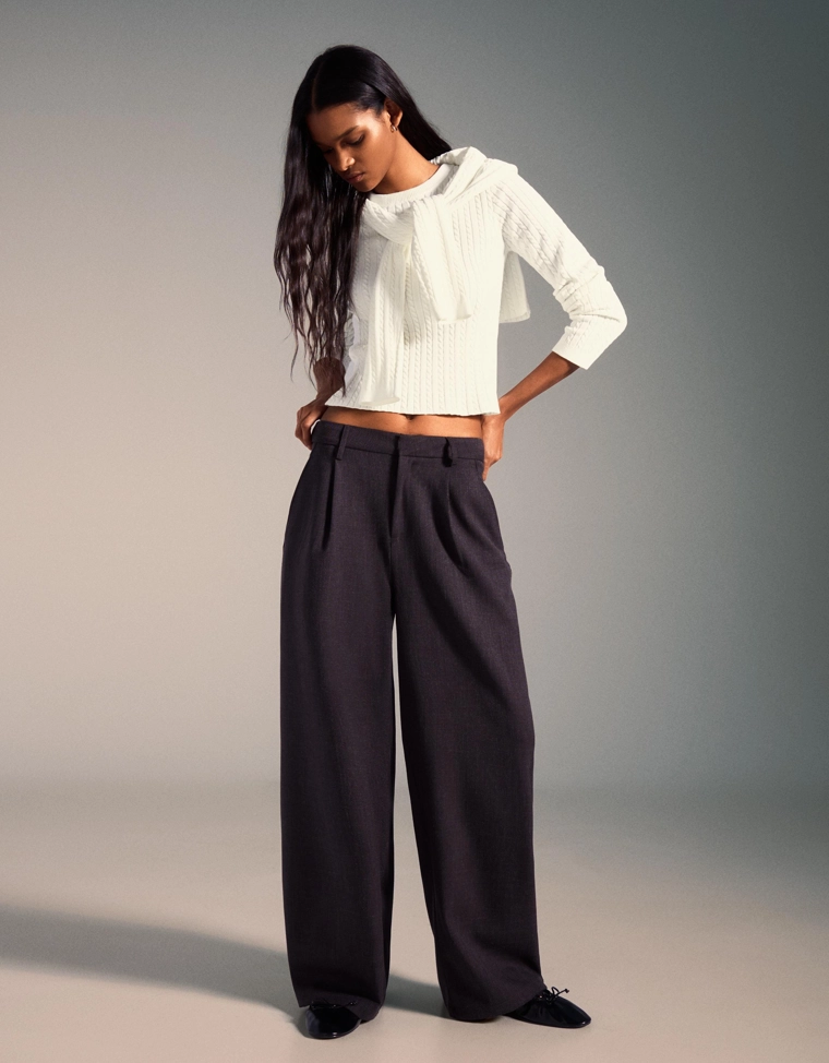 Свитер с узором «Косы» из синели