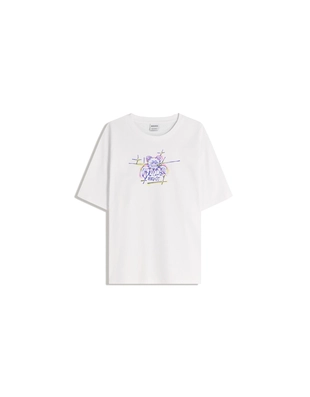 White | 8121/071/250 - Bershka Футболка с короткими рукавами и принтом