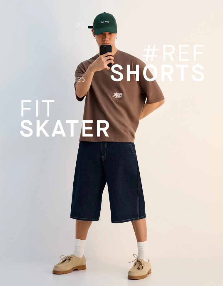 Джинсовые шорты-бермуды в скейтерском стиле