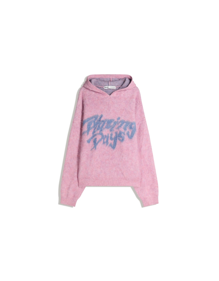 Свитер с начесом и принтом