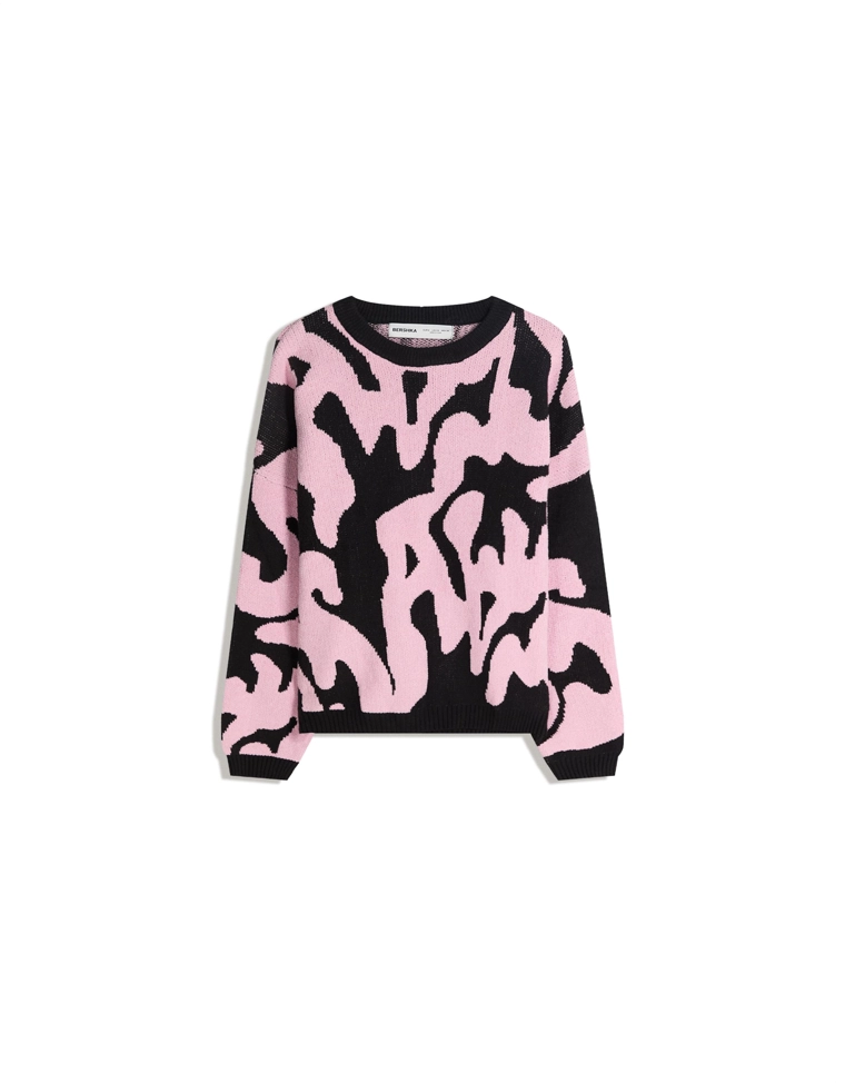 Свитер из синели с принтом