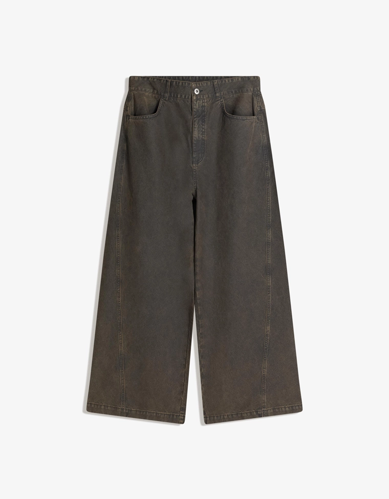 Брюки очень свободного кроя с вощеным покрытием