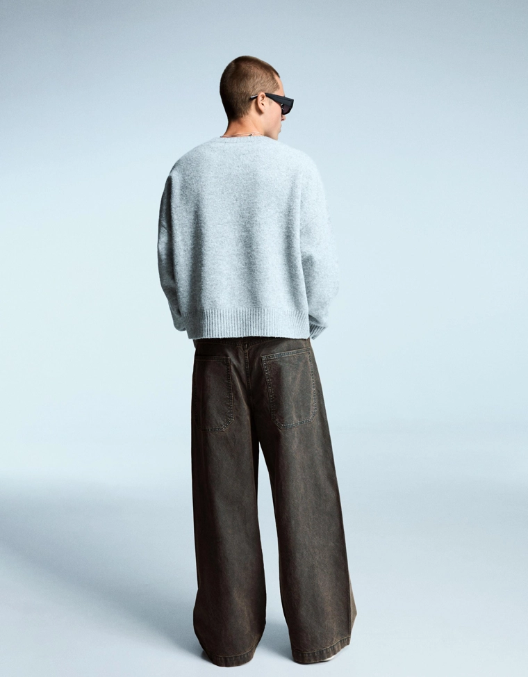 Брюки очень свободного кроя с вощеным покрытием