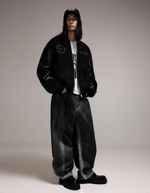 Куртка из фетра с рукавами из искусственной кожи- Заказать в России