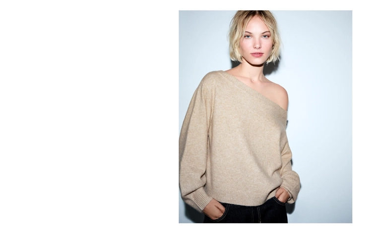 Свитер в рубчик с вырезом «бандо»