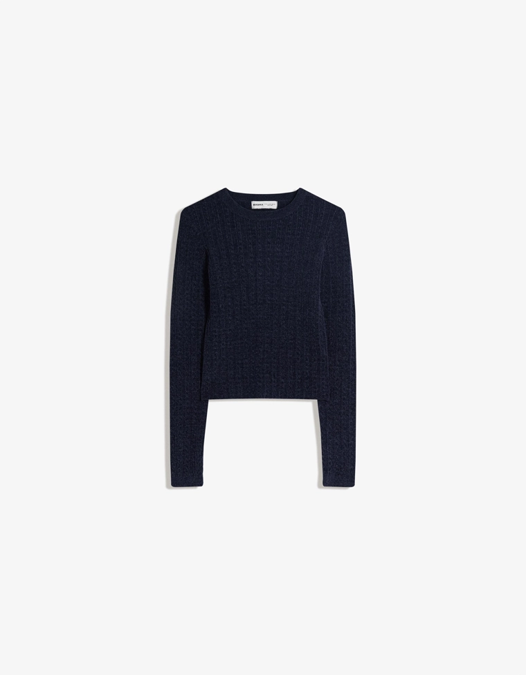 Свитер с узором «Косы» из синели