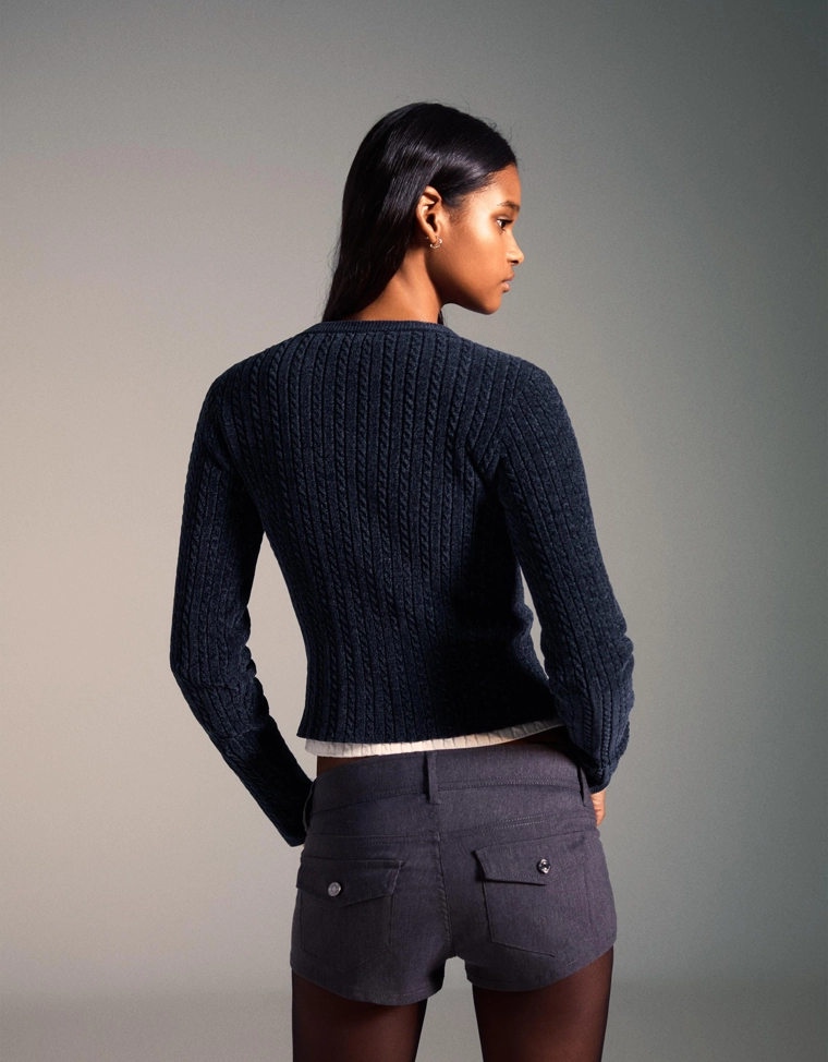 Свитер с узором «Косы» из синели