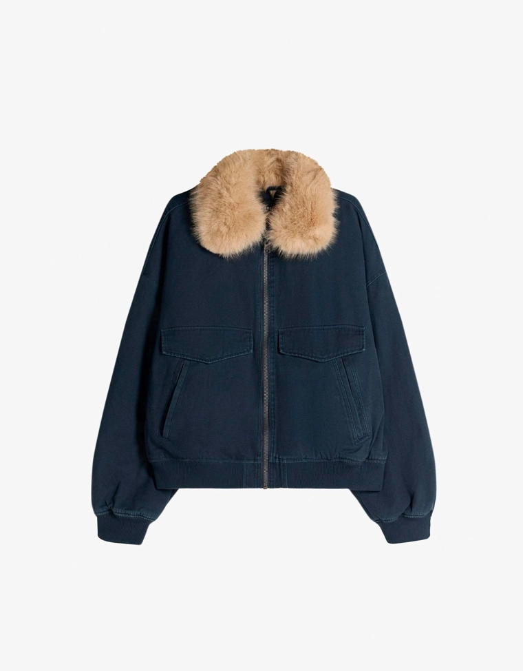 Куртка с воротником из искусственного меха