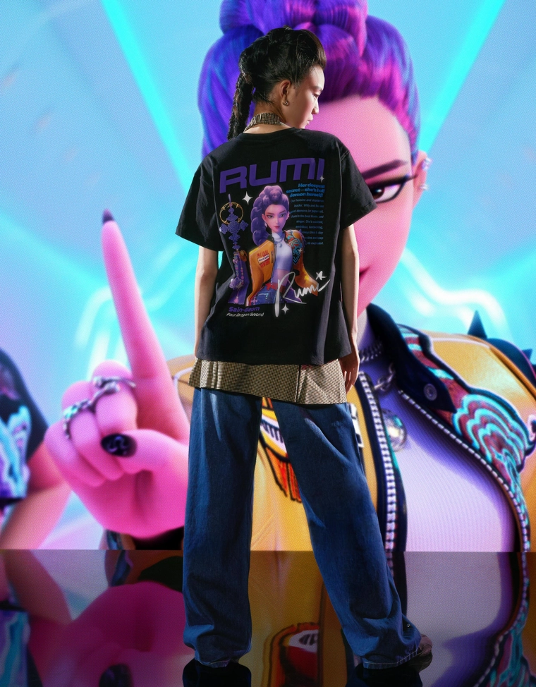 Футболка KPop Demon Hunters Huntr/x с короткими рукавами и принтом