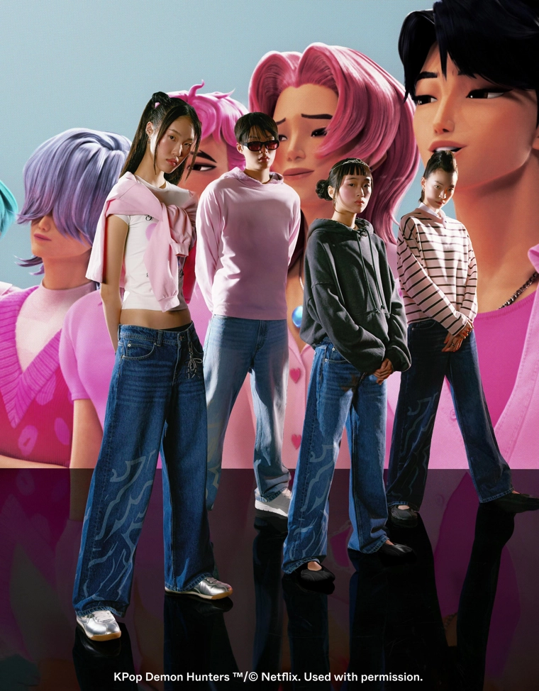 Джинсы KPop Demon Hunters Saja Boys свободного кроя с принтом