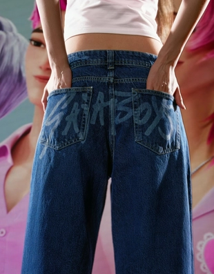 Джинсы KPOP DEMON HUNTERS SAJA BOYS свободного кроя с принтом- Заказать в России