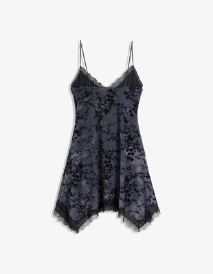 Мини-платье из полупрозрачной ткани на бретелях с кружевом- Заказать в России