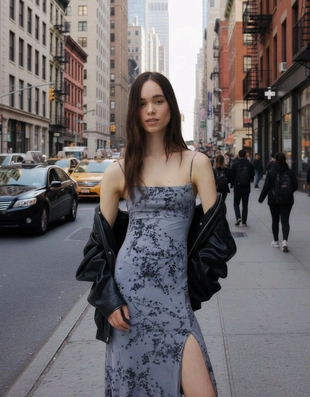 Платье миди на бретелях из полупрозрачной ткани- Заказать в России