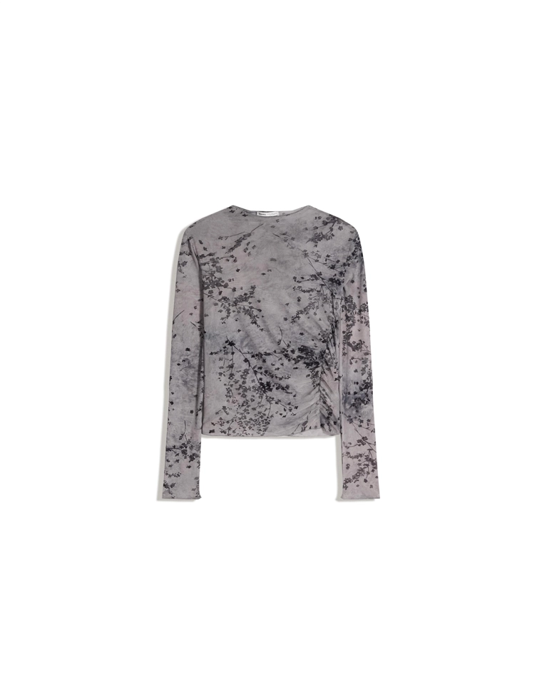 Лонгслив из полупрозрачной ткани со сборками