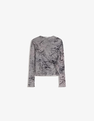 Лонгслив из полупрозрачной ткани со сборками- Заказать в России