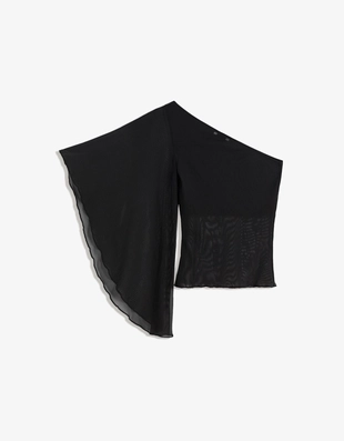 Асимметричный топ из полупрозрачной ткани- Заказать в России