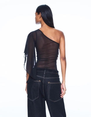 Асимметричный топ из полупрозрачной ткани- Заказать в России