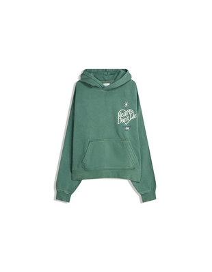 Green | 7373/732/527 - Bershka Толстовка с эффектом потертости и принтом