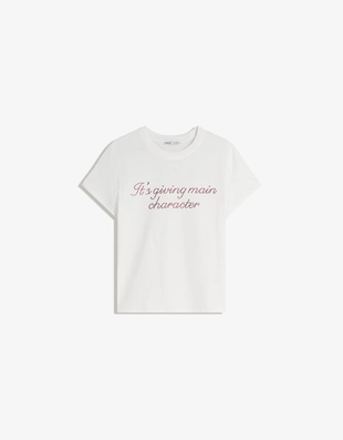 Футболка с принтом и стразами- Заказать в России