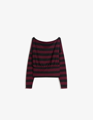 Футболка асимметричного кроя в полоску с длинными рукавами- Заказать в России