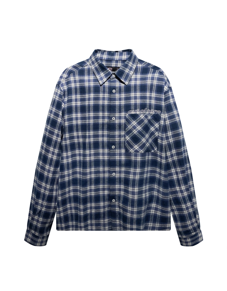 Рубашка свободного кроя в клетку с вышивкой out of core