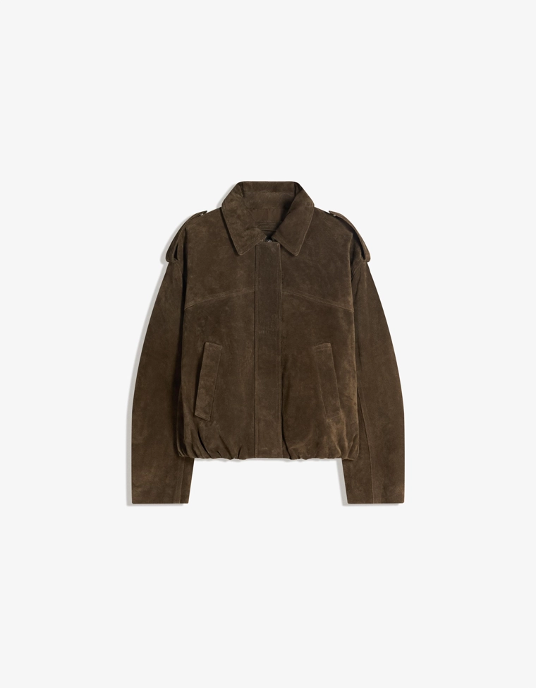 Куртка из замши с кожаными вставками