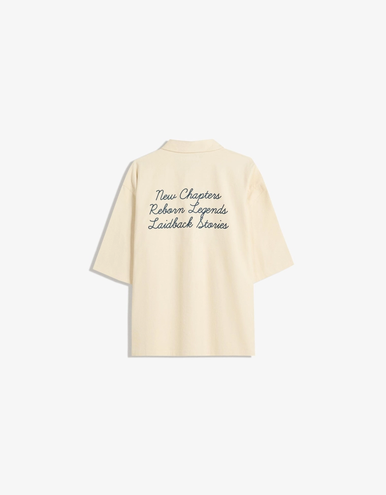 Рубашка с короткими рукавами из вельвета с вышивкой